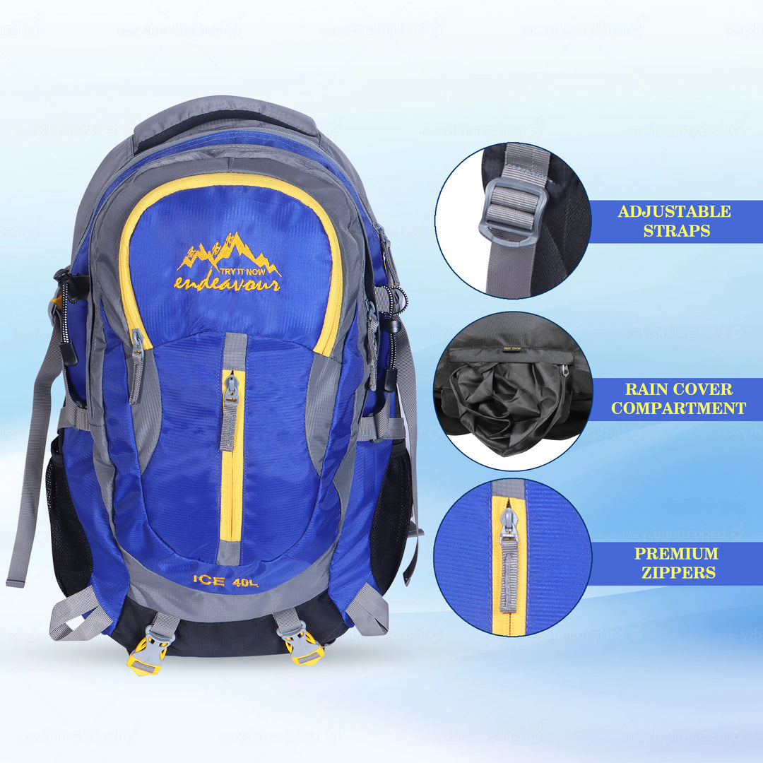 Endeavour Ice Rucksack For Hiking/Camping/Trekking with Rain Cover – 40 LTR