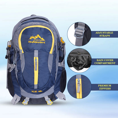 Endeavour Ice Rucksack For Hiking/Camping/Trekking with Rain Cover – 40 LTR
