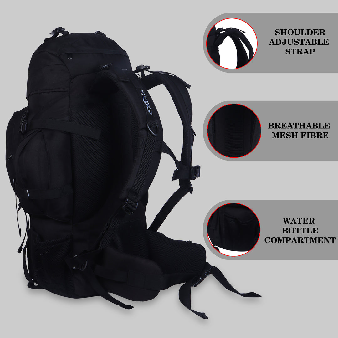 Endeavour K2 Military Rucksack For Hiking/Camping/Trekking with Rain Cover/Shoe & Laptop Compartment - 50 Ltr