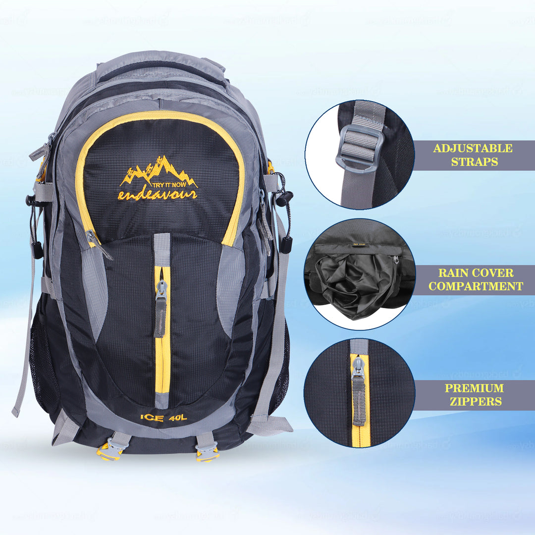 Endeavour Ice Rucksack For Hiking/Camping/Trekking with Rain Cover – 40 LTR