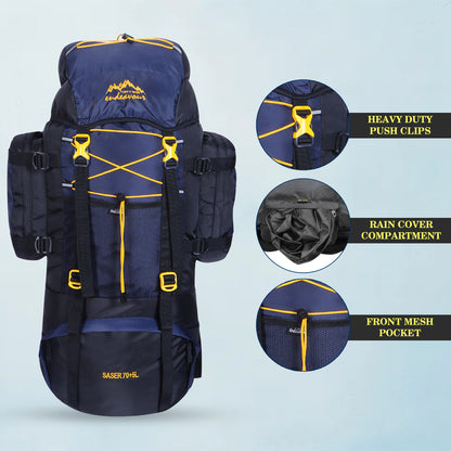 Endeavour Saser Rucksack For Hiking/Camping/Trekking with Rain Cover/Shoe Compartment - 75 Ltr