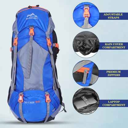 Endeavour Mount Rucksack For Hiking/Camping/Trekking with Rain Cover/Shoe & Laptop Compartment - 75 Ltr