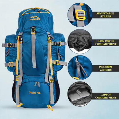 Endeavour Kurfi Front Open Rucksack For Hiking/Camping/Trekking with Rain Cover/Shoe & Laptop Compartment - 75 Ltr