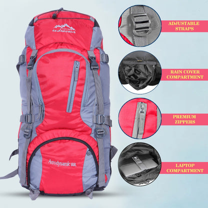 Endeavour Aerodynamic Rucksack For Hiking/Camping/Trekking with Rain Cover/Shoe & Laptop Compartment - 60 Ltr