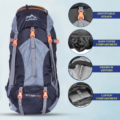 Endeavour Mount Rucksack For Hiking/Camping/Trekking with Rain Cover/Shoe & Laptop Compartment - 75 Ltr