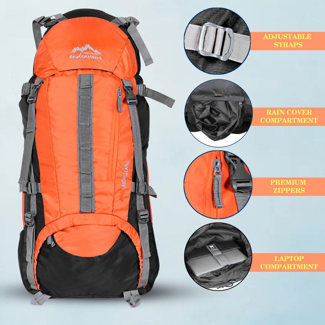 Endeavour Ocean Rucksack For Hiking/Camping/Trekking with Rain Cover/Shoe & Laptop Compartment - 75 Ltr