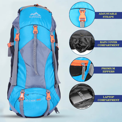 Endeavour Mount Rucksack For Hiking/Camping/Trekking with Rain Cover/Shoe & Laptop Compartment - 75 Ltr