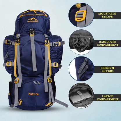Endeavour Kurfi Front Open Rucksack For Hiking/Camping/Trekking with Rain Cover/Shoe & Laptop Compartment - 75 Ltr