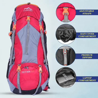 Endeavour Mount Rucksack For Hiking/Camping/Trekking with Rain Cover/Shoe & Laptop Compartment - 75 Ltr