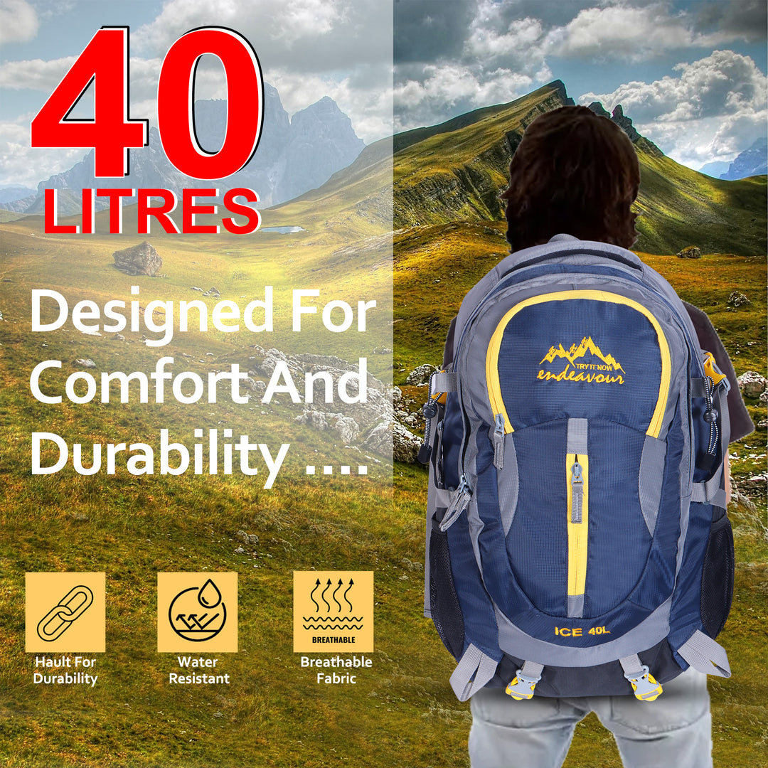 Endeavour Ice Rucksack For Hiking/Camping/Trekking with Rain Cover – 40 LTR