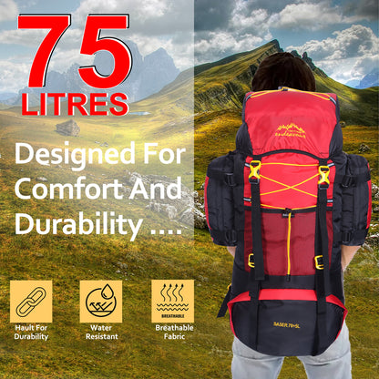 Endeavour Saser Rucksack For Hiking/Camping/Trekking with Rain Cover/Shoe Compartment - 75 Ltr