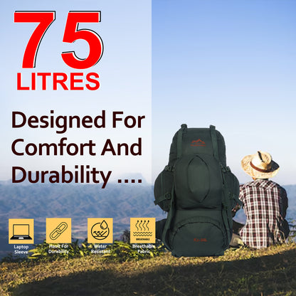 Endeavour K2 Military Rucksack For Hiking/Camping/Trekking with Rain Cover/Shoe & Laptop Compartment - 50 Ltr