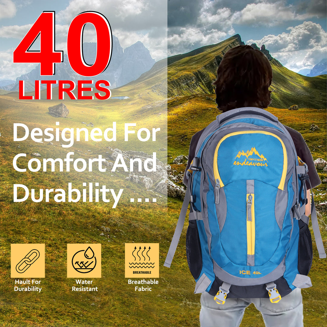 Endeavour Ice Rucksack For Hiking/Camping/Trekking with Rain Cover – 40 LTR