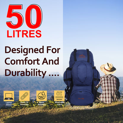 Endeavour K2 Military Rucksack For Hiking/Camping/Trekking with Rain Cover/Shoe & Laptop Compartment - 50 Ltr