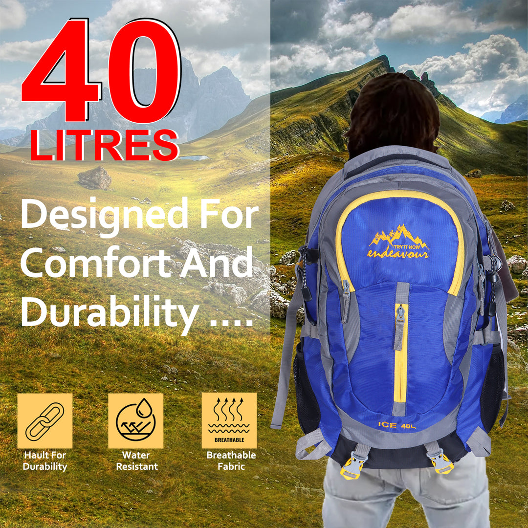 Endeavour Ice Rucksack For Hiking/Camping/Trekking with Rain Cover – 40 LTR