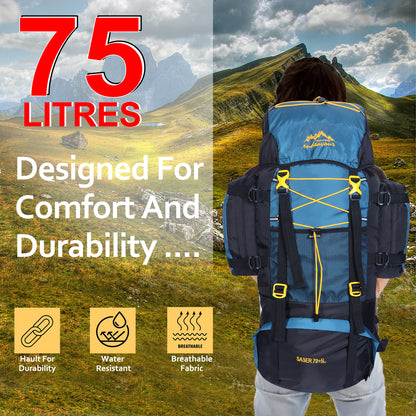 Endeavour Saser Rucksack For Hiking/Camping/Trekking with Rain Cover/Shoe Compartment - 75 Ltr