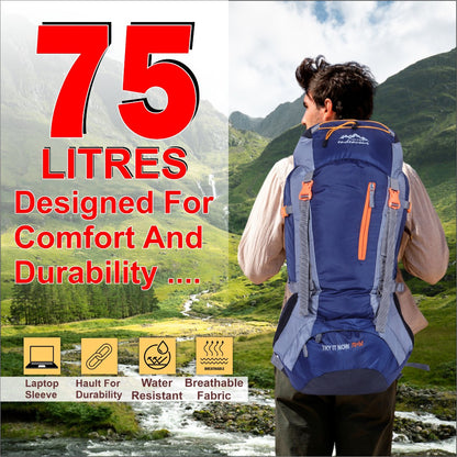 Endeavour Bold Rucksack For Hiking/Camping/Trekking with Rain Cover/Shoe & Laptop Compartment - 75 Ltr