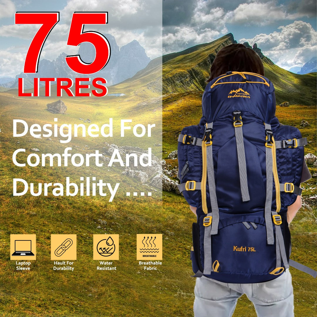 Endeavour Kurfi Front Open Rucksack For Hiking/Camping/Trekking with Rain Cover/Shoe & Laptop Compartment - 75 Ltr