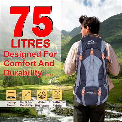 Endeavour Mount Rucksack For Hiking/Camping/Trekking with Rain Cover/Shoe & Laptop Compartment - 75 Ltr