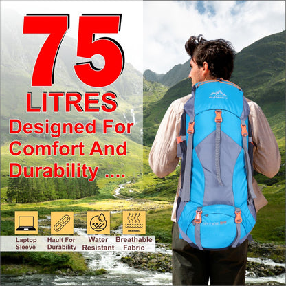 Endeavour Mount Rucksack For Hiking/Camping/Trekking with Rain Cover/Shoe & Laptop Compartment - 75 Ltr