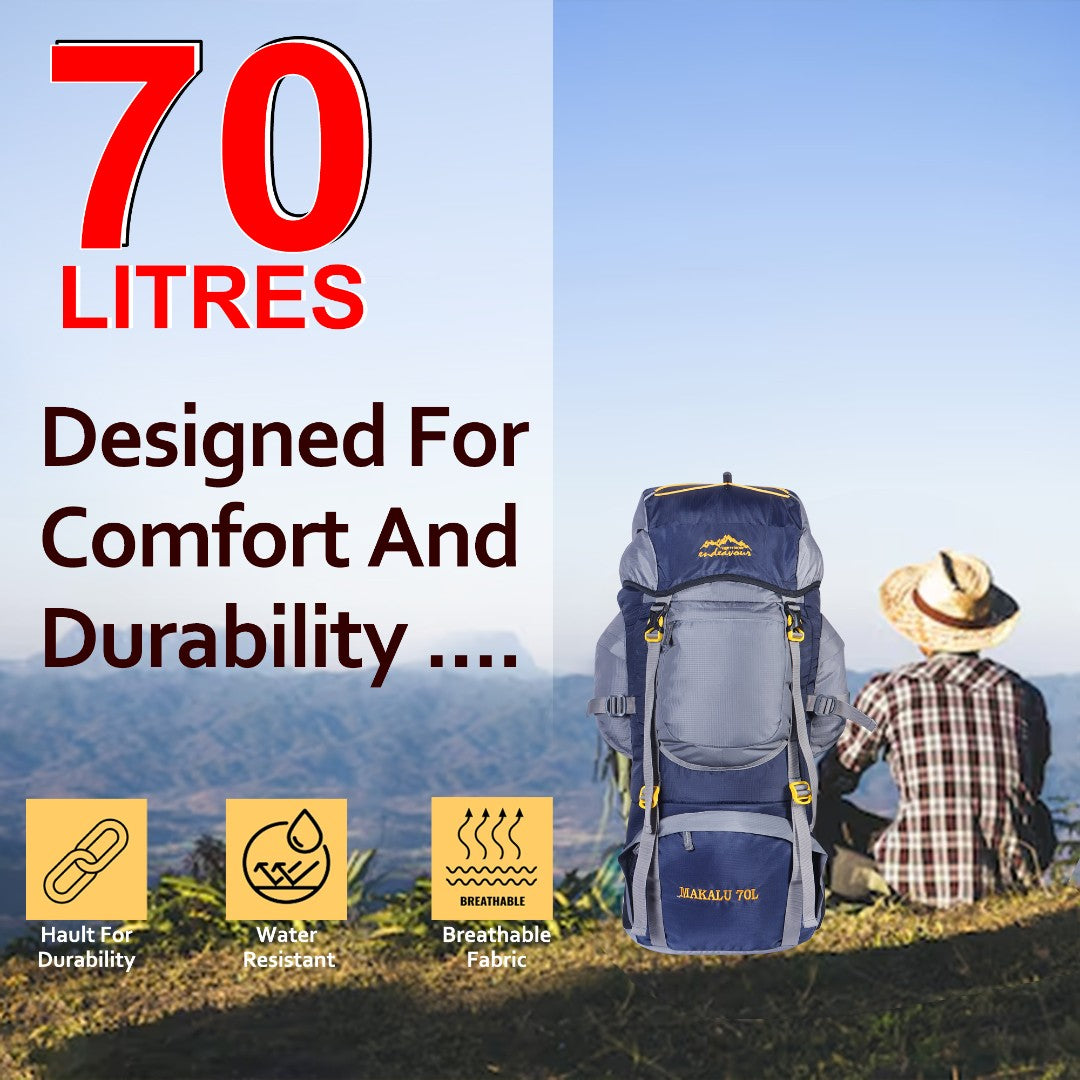 Endeavour Makalu Rucksack For Hiking/Camping/Trekking with Rain Cover/Shoe Compartment - 70 Ltr