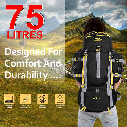 Endeavour Kurfi Front Open Rucksack For Hiking/Camping/Trekking with Rain Cover/Shoe & Laptop Compartment - 75 Ltr