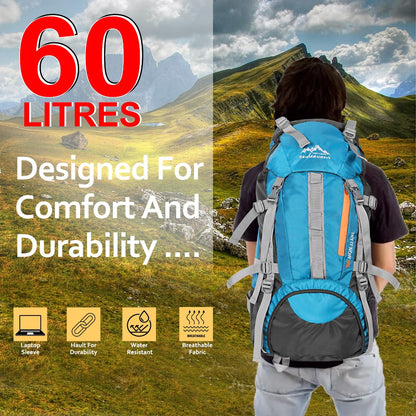 Endeavour Snow Rucksack for Hiking/Camping/Trekking with Rain Cover/Shoe & Laptop Compartment - 60 Ltr