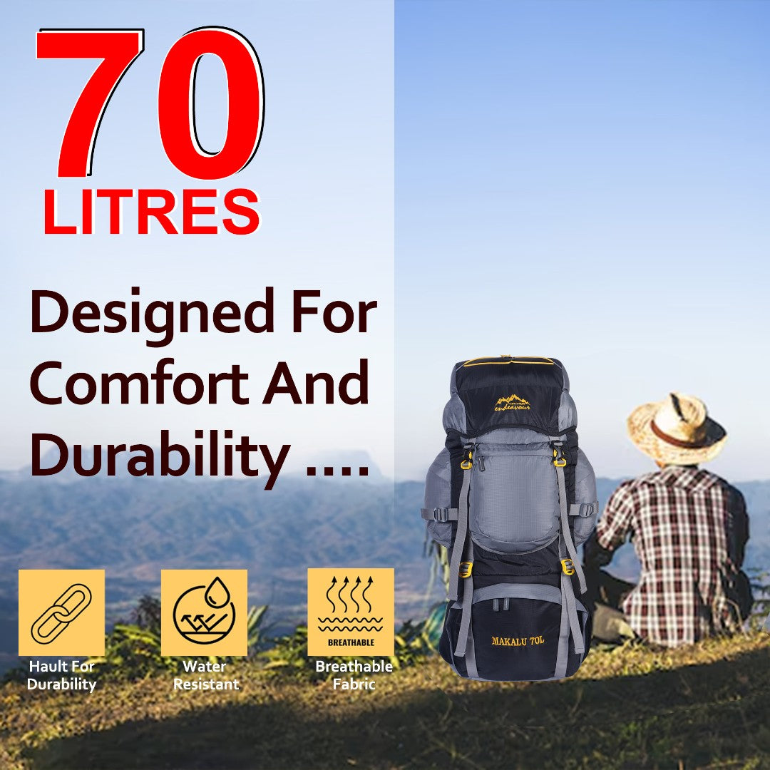Endeavour Makalu Rucksack For Hiking/Camping/Trekking with Rain Cover/Shoe Compartment - 70 Ltr
