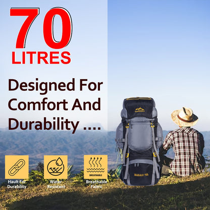 Endeavour Makalu Rucksack For Hiking/Camping/Trekking with Rain Cover/Shoe Compartment - 70 Ltr