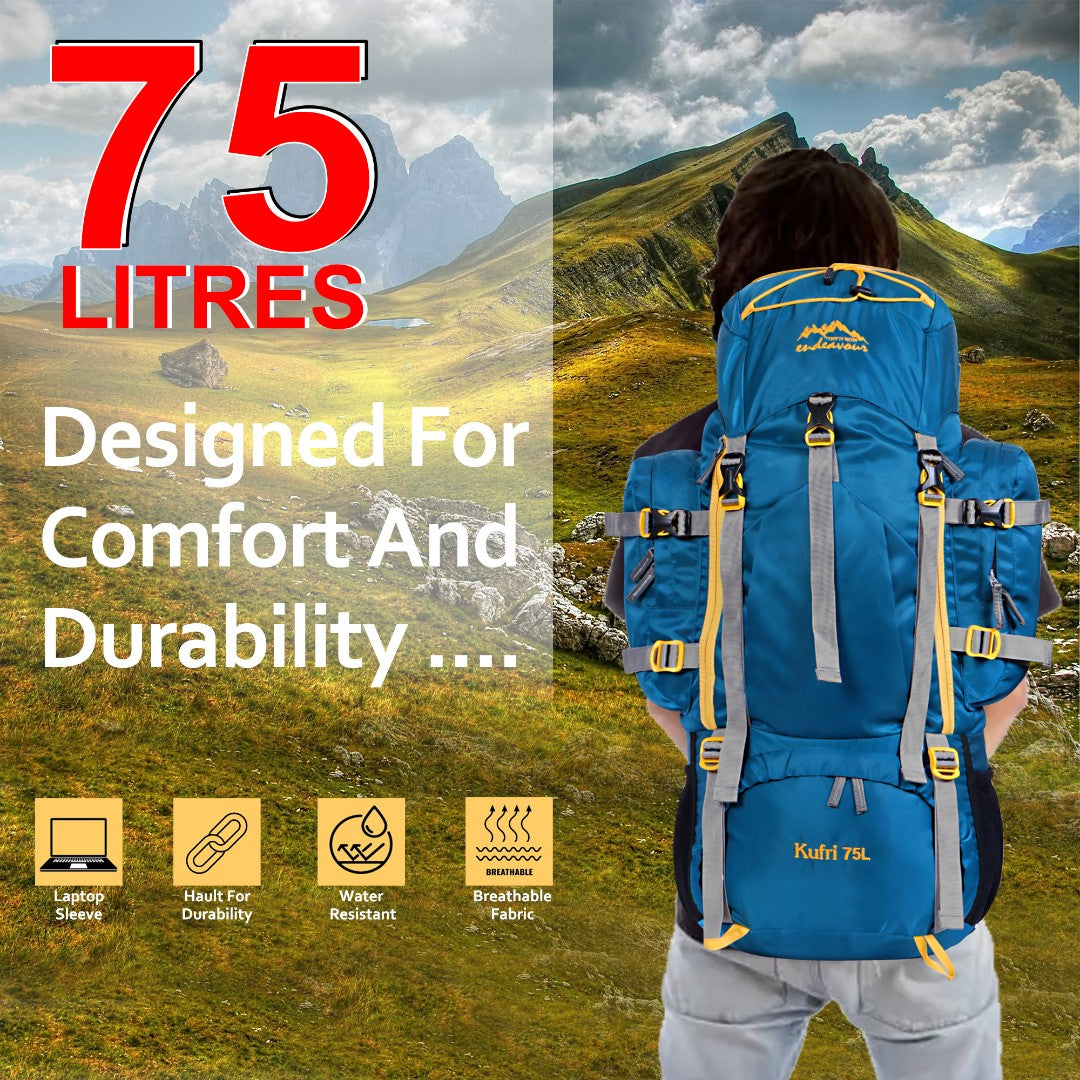 Endeavour Kurfi Front Open Rucksack For Hiking/Camping/Trekking with Rain Cover/Shoe & Laptop Compartment - 75 Ltr