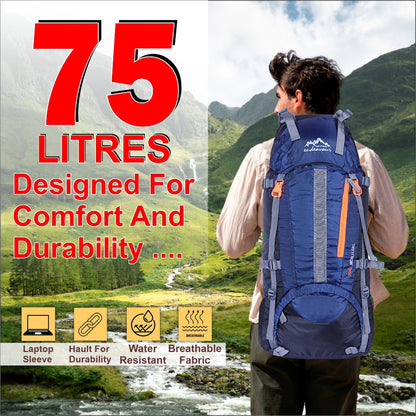 Endeavour Ocean Rucksack For Hiking/Camping/Trekking with Rain Cover/Shoe & Laptop Compartment - 75 Ltr