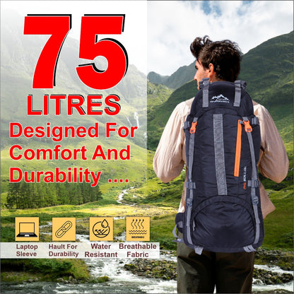 Endeavour Ocean Rucksack For Hiking/Camping/Trekking with Rain Cover/Shoe & Laptop Compartment - 75 Ltr