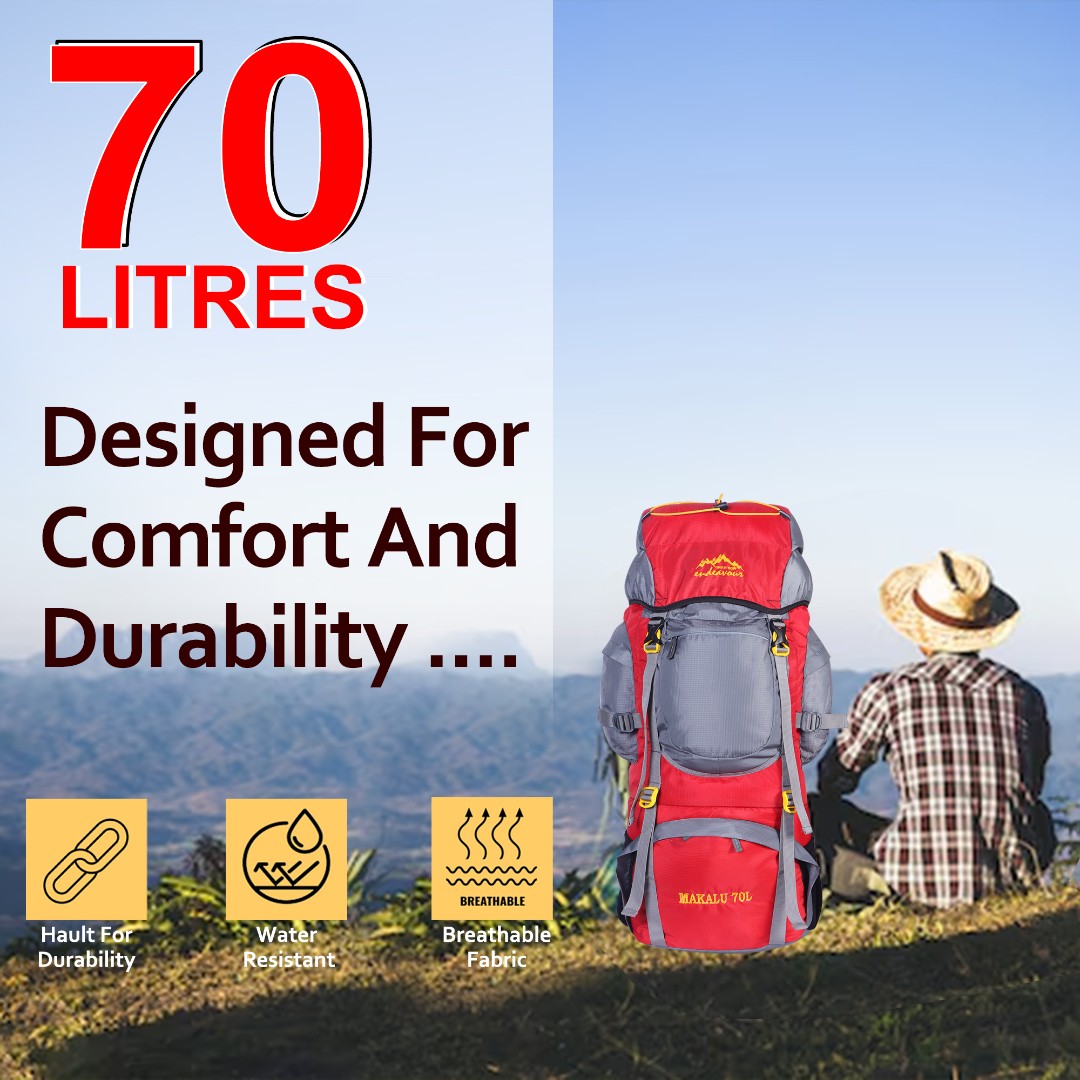 Endeavour Makalu Rucksack For Hiking/Camping/Trekking with Rain Cover/Shoe Compartment - 70 Ltr