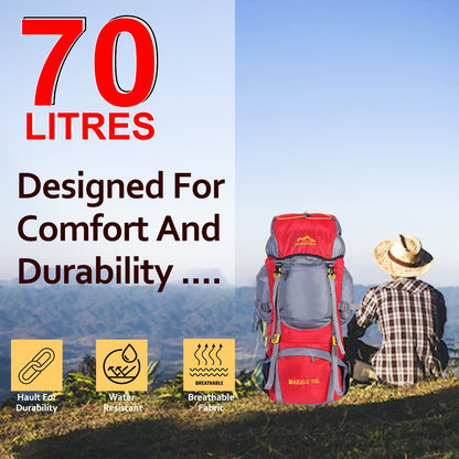 Endeavour Makalu Rucksack For Hiking/Camping/Trekking with Rain Cover/Shoe Compartment - 70 Ltr