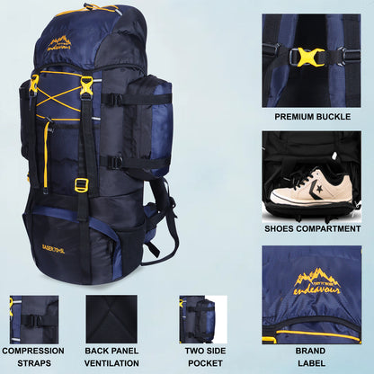 Endeavour Saser Rucksack For Hiking/Camping/Trekking with Rain Cover/Shoe Compartment - 75 Ltr