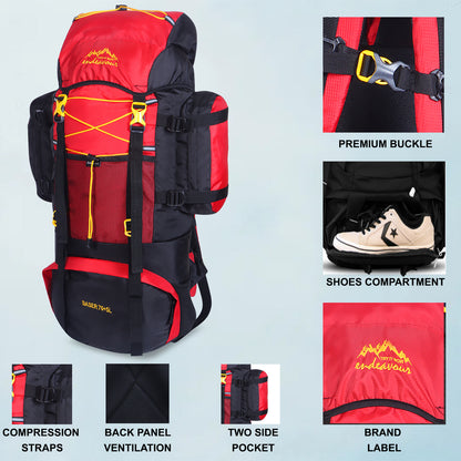 Endeavour Saser Rucksack For Hiking/Camping/Trekking with Rain Cover/Shoe Compartment - 75 Ltr
