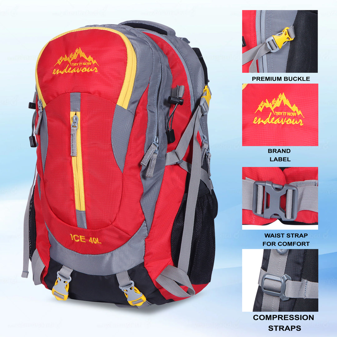 Endeavour Ice Rucksack For Hiking/Camping/Trekking with Rain Cover – 40 LTR