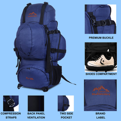 Endeavour K2 Military Rucksack For Hiking/Camping/Trekking with Rain Cover/Shoe & Laptop Compartment - 50 Ltr