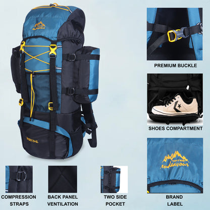 Endeavour Saser Rucksack For Hiking/Camping/Trekking with Rain Cover/Shoe Compartment - 75 Ltr