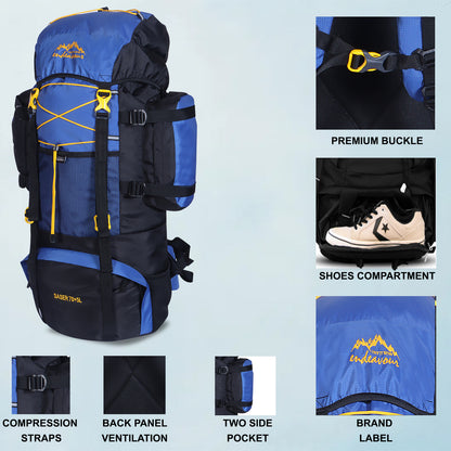 Endeavour Saser Rucksack For Hiking/Camping/Trekking with Rain Cover/Shoe Compartment - 75 Ltr