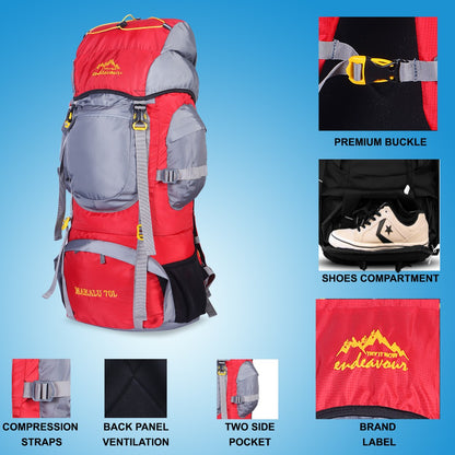 Endeavour Makalu Rucksack For Hiking/Camping/Trekking with Rain Cover/Shoe Compartment - 70 Ltr