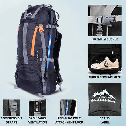 Endeavour Ocean Rucksack For Hiking/Camping/Trekking with Rain Cover/Shoe & Laptop Compartment - 75 Ltr