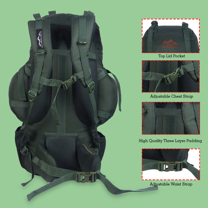 Endeavour K2 Military Rucksack For Hiking/Camping/Trekking with Rain Cover/Shoe & Laptop Compartment - 50 Ltr