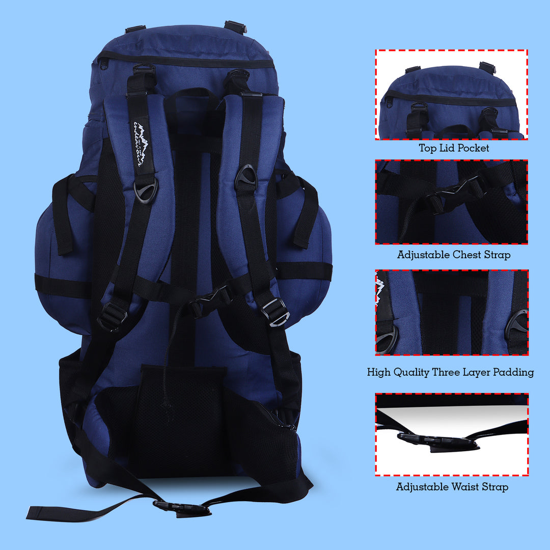 Endeavour K2 Military Rucksack For Hiking/Camping/Trekking with Rain Cover/Shoe & Laptop Compartment - 50 Ltr