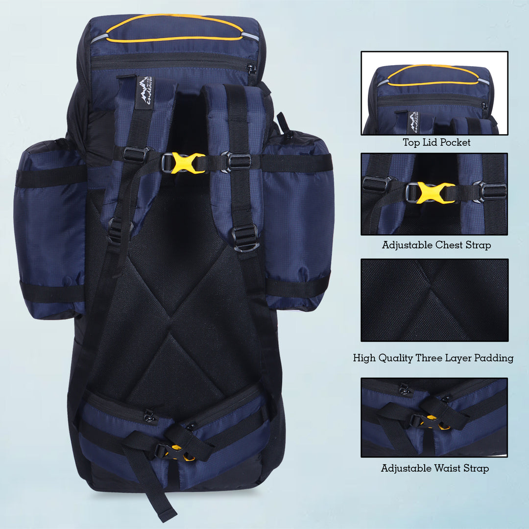 Endeavour Saser Rucksack For Hiking/Camping/Trekking with Rain Cover/Shoe Compartment - 75 Ltr