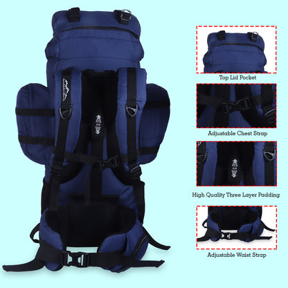 Endeavour Everest Military Rucksack For Hiking/Camping/Trekking with Rain Cover/Shoe & Laptop Compartment - 75 Ltr