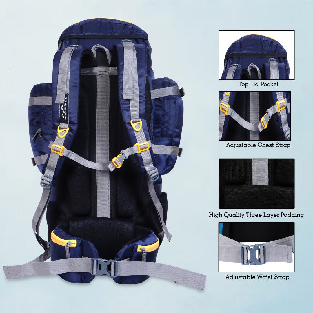 Endeavour Kurfi Front Open Rucksack For Hiking/Camping/Trekking with Rain Cover/Shoe & Laptop Compartment - 75 Ltr