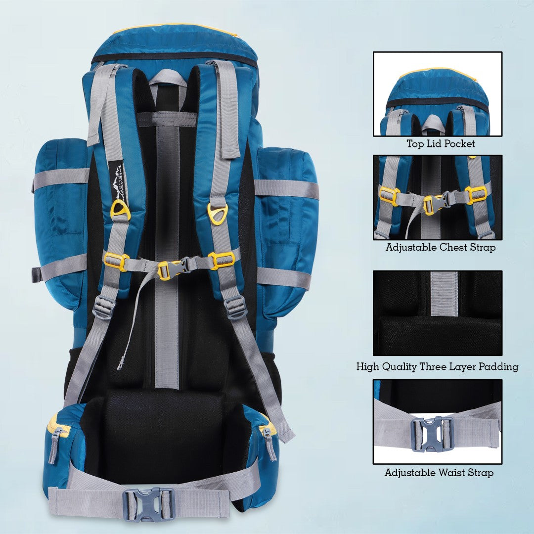 Endeavour Kurfi Front Open Rucksack For Hiking/Camping/Trekking with Rain Cover/Shoe & Laptop Compartment - 75 Ltr