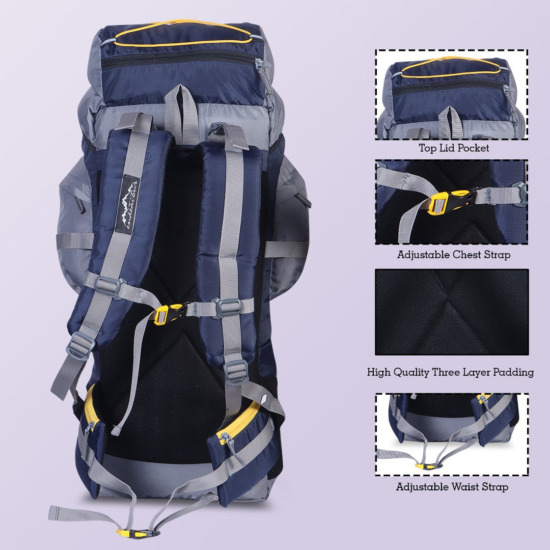 Endeavour Makalu Rucksack For Hiking/Camping/Trekking with Rain Cover/Shoe Compartment - 70 Ltr