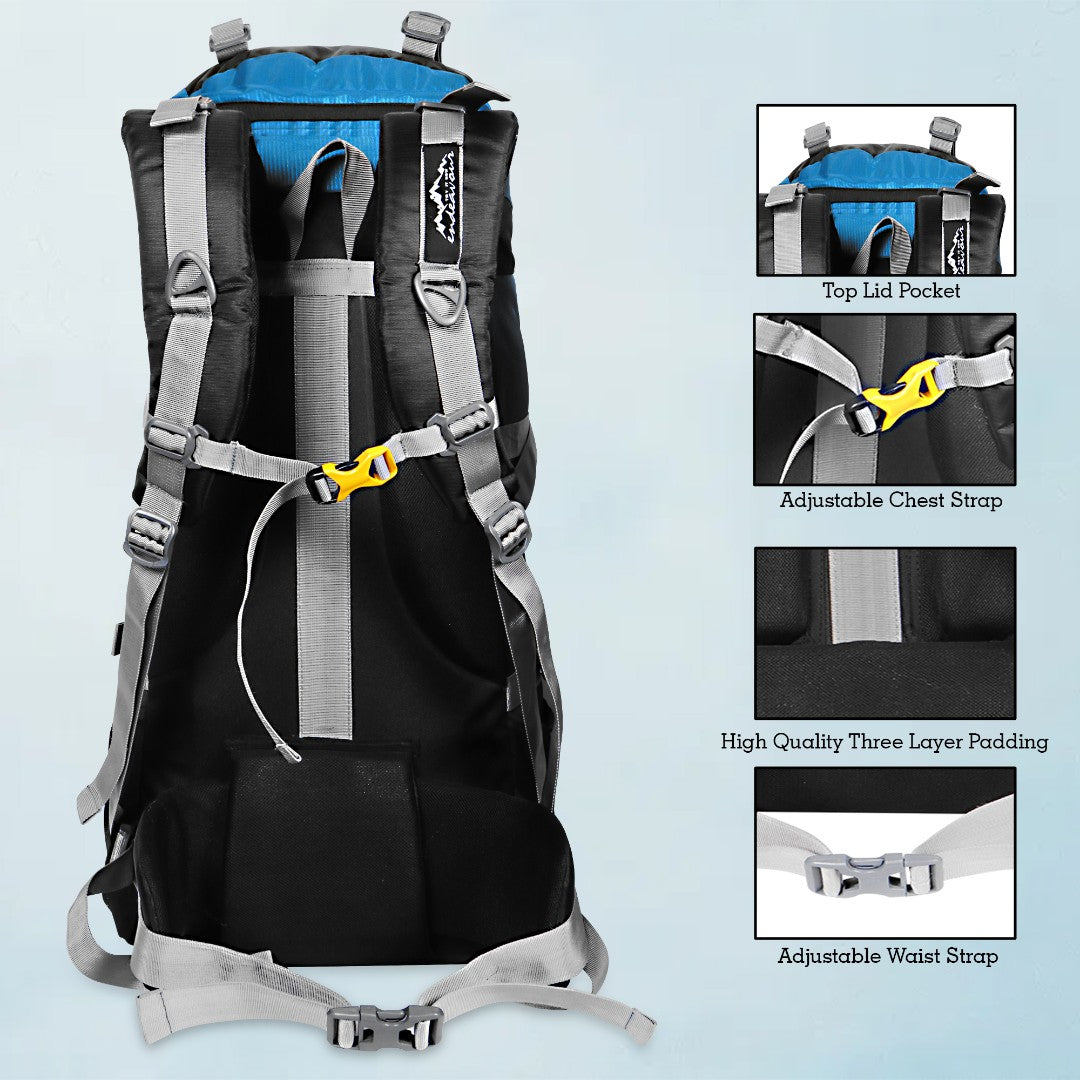 Endeavour Kamet Rucksack For Hiking/Camping/Trekking with Rain Cover/Shoe & Laptop Compartment - 60 Ltr